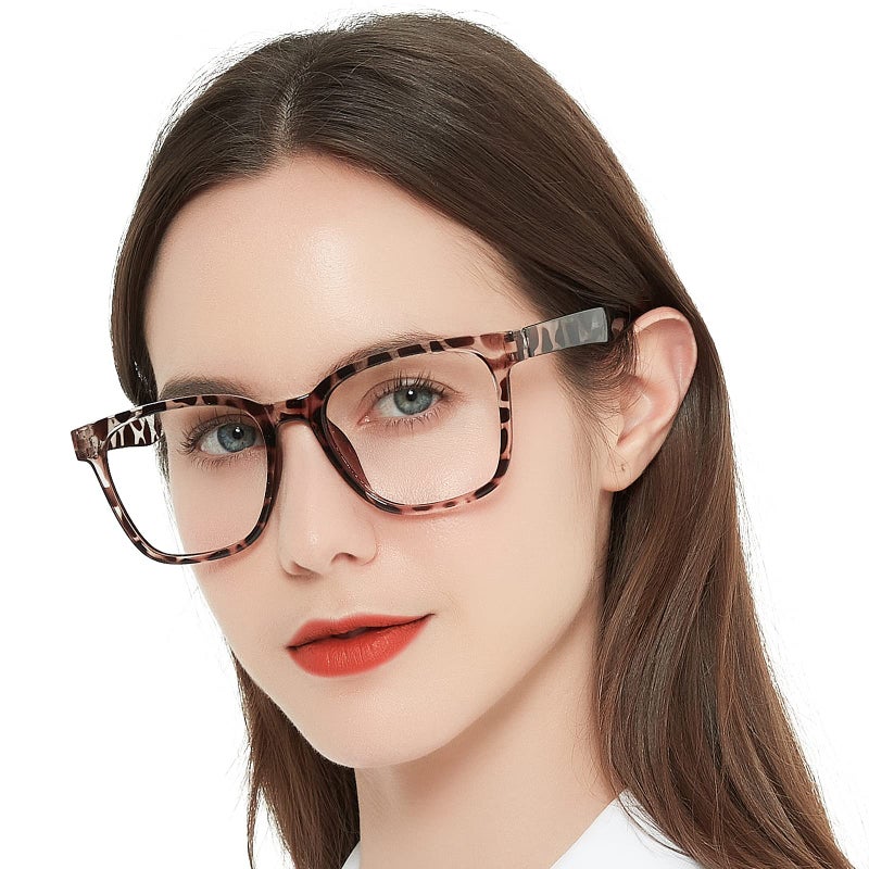 AEZUNI Oversize Square Reading Glasses for Women Oversized Trendy Large Readers 100 150 200 250 300 350 (Demi,3.5) - Image 1